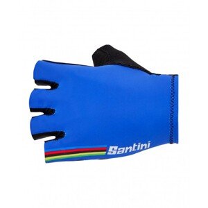 SANTINI Kerékpáros kesztyű rövid ujjal - UCI RAINBOW - szivárványos/kék