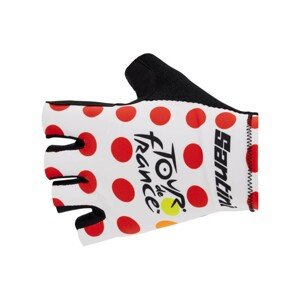 SANTINI Kerékpáros kesztyű rövid ujjal - TOUR DE FRANCE 2023 - piros/fehér