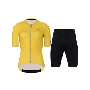 HOLOKOLO Rövid kerékpáros mez rövidnadrággal - VICTORIOUS LADY - sárga/fekete
