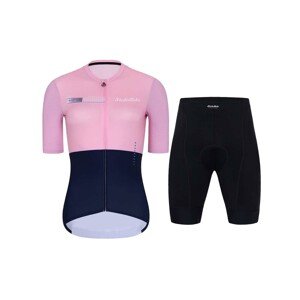 HOLOKOLO Rövid kerékpáros mez rövidnadrággal - VIBES LADY - rózsaszín/kék/fekete