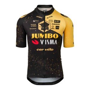 AGU Rövid ujjú kerékpáros mez - AGU JUMBO-VISMA VELO - sárga/fekete