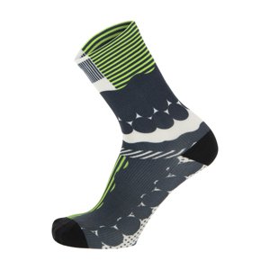 SANTINI Klasszikus kerékpáros zokni - OPTIC - fehér/világoszöld/szürke