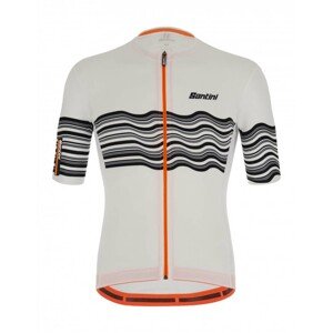 SANTINI Rövid ujjú kerékpáros mez - TONO PROFILO - fehér/fekete/narancssárga