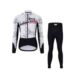 HOLOKOLO Kerékpáros téli kabát és nadrág - GRAFFITI LADY - fehér/fekete