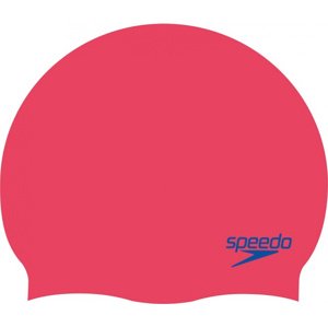 Speedo plain moulded silicone junior cap piros