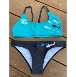 Női fürdőruha borntoswim sharks bikini black/turquoise xxl